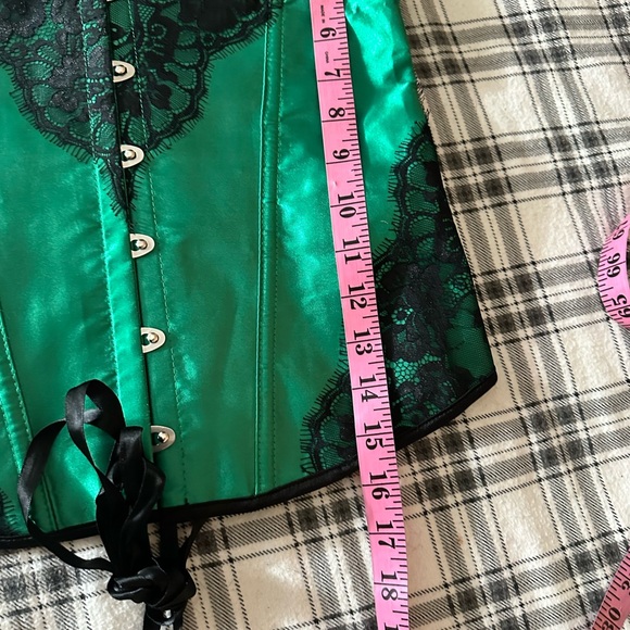 Horoscope X Dolls Kill Green Black Pulse Effect Denim Mini Skirt & Corset NWT M - Picture 15 of 16